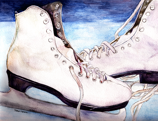 Beth's Skates (Watercolor painting)