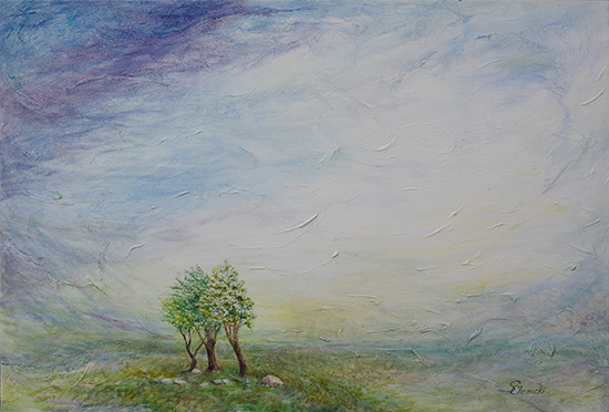 Before The Storm When Leaves Turn White (Oil painting)